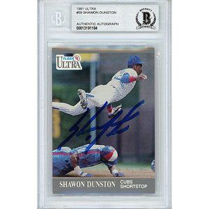 Shawon Dunston Cubs Signed 1991 Fleer Ultra Baseball Card Beckett BAS Autograph